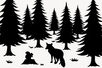Nature silhouette background, wildlife in forest collage element psd