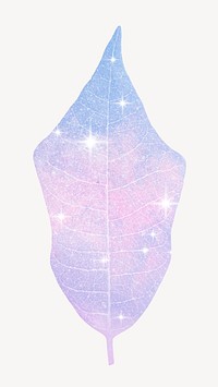 Aesthetic glittery leaf, isolated plant in holographic design