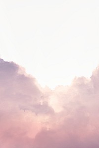 Pastel pink clouds border, off-white background psd