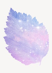 Aesthetic glittery leaf, isolated plant in holographic design