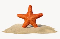 Starfish on sand, creative summer travel concept art