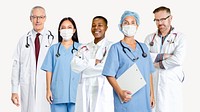 Healthcare workers, isolated on off white