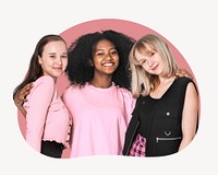Teen girls, pink badge design