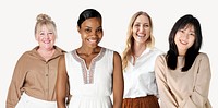 Beautiful diverse women, isolated on off white