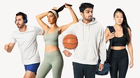 Sports & fitness people, isolated on off white