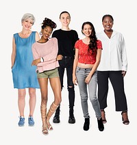 Diverse women, isolated on off white
