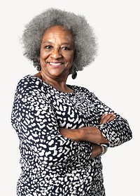 Senior African American woman, collage element psd