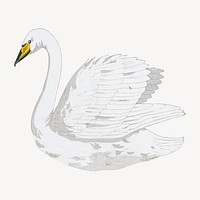 Vintage swan sticker, bird animal illustration vector