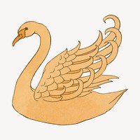 Vintage swan sticker, bird animal illustration vector