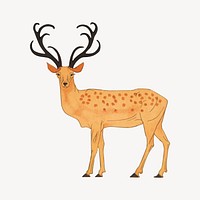 Stag sticker, vintage animal illustration vector