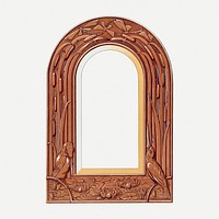Carved wood frame, vintage ornament design psd
