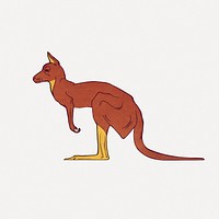 Kangaroo sticker, vintage animal illustration psd