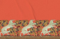 Glued paper background, vintage horse pattern border, Maurice Pillard Verneuil artwork remixed by rawpixel psd