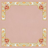 Pink vintage frame background, art deco pattern psd, Maurice Pillard Verneuil artwork remixed by rawpixel