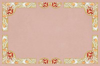 Pink vintage frame background, art deco pattern psd, Maurice Pillard Verneuil artwork remixed by rawpixel