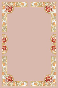 Pink vintage frame background, art deco pattern vector, Maurice Pillard Verneuil artwork remixed by rawpixel