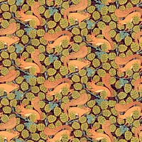 Squirrel, hazelnut pattern background, Maurice Pillard Verneuil artwork remixed by rawpixel vector