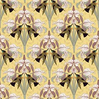 Bird, flower pattern background, vintage nature, Maurice Pillard Verneuil artwork remixed by rawpixel psd