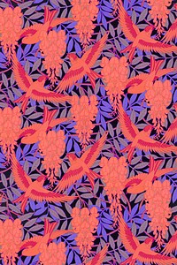 Exotic bird pattern background, Maurice Pillard Verneuil artwork remixed by rawpixel