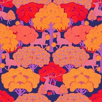 Colorful forest pattern background, vintage animal, Maurice Pillard Verneuil artwork remixed by rawpixel psd