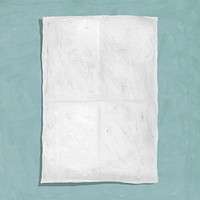 White wrinkled paper, aesthetic stationery doodle collage element psd