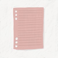 Pink note paper, stationery collage element psd