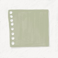 Green note paper, aesthetic stationery doodle collage element psd