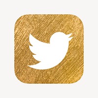 Twitter icon for social media in gold design vector. 13 MAY 2022 - BANGKOK, THAILAND