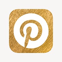 Pinterest icon for social media in gold design vector. 13 MAY 2022 - BANGKOK, THAILAND