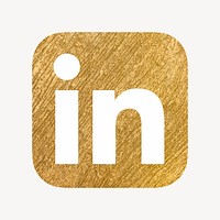 LinkedIn icon for social media in gold design. 13 MAY 2022 - BANGKOK, THAILAND