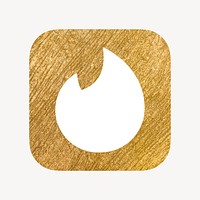 Tinder icon for social media in gold design psd. 13 MAY 2022 - BANGKOK, THAILAND