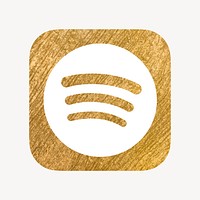 Spotify icon for social media in gold design vector. 13 MAY 2022 - BANGKOK, THAILAND