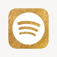 Spotify icon for social media in gold design psd. 13 MAY 2022 - BANGKOK, THAILAND