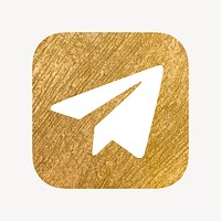 Telegram icon for social media in gold design psd. 13 MAY 2022 - BANGKOK, THAILAND