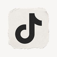 TikTok icon for social media in ripped paper design psd. 13 MAY 2022 - BANGKOK, THAILAND