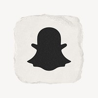 Snapchat icon for social media in ripped paper design psd. 13 MAY 2022 - BANGKOK, THAILAND