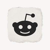 Reddit icon for social media in ripped paper design vector. 13 MAY 2022 - BANGKOK, THAILAND