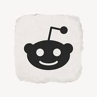 Reddit icon for social media in ripped paper design psd. 13 MAY 2022 - BANGKOK, THAILAND