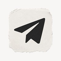 Telegram icon for social media in ripped paper design psd. 13 MAY 2022 - BANGKOK, THAILAND