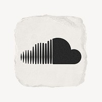 Soundcloud icon for social media in ripped paper design. 13 MAY 2022 - BANGKOK, THAILAND