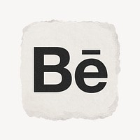 Behance icon for social media in ripped paper design psd. 13 MAY 2022 - BANGKOK, THAILAND