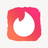 Tinder icon for social media in ripped paper design vector. 13 MAY 2022 - BANGKOK, THAILAND