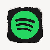 Spotify icon for social media in ripped paper design vector. 13 MAY 2022 - BANGKOK, THAILAND