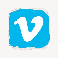 Vimeo icon for social media in ripped paper design. 13 MAY 2022 - BANGKOK, THAILAND