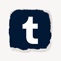 Tumblr icon for social media in ripped paper design psd. 13 MAY 2022 - BANGKOK, THAILAND