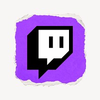 Twitch icon for social media in ripped paper design psd. 13 MAY 2022 - BANGKOK, THAILAND