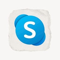 Skype icon for social media in ripped paper design vector. 13 MAY 2022 - BANGKOK, THAILAND