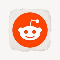 Reddit icon for social media in ripped paper design vector. 13 MAY 2022 - BANGKOK, THAILAND