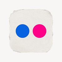 Flickr icon for social media in ripped paper design psd. 13 MAY 2022 - BANGKOK, THAILAND