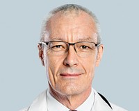Senior male doctor, smiling face jobs and career portrait psd